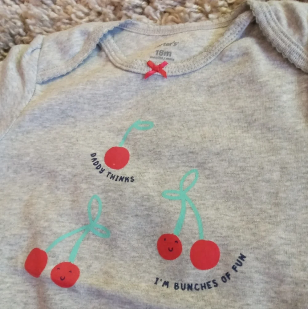 Carter's gray red cherry onesie‎